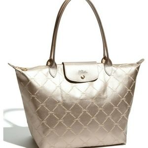 Authentic longchamp LM metal tote pink gold